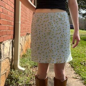 Light Blue Floral A-Line Skirt